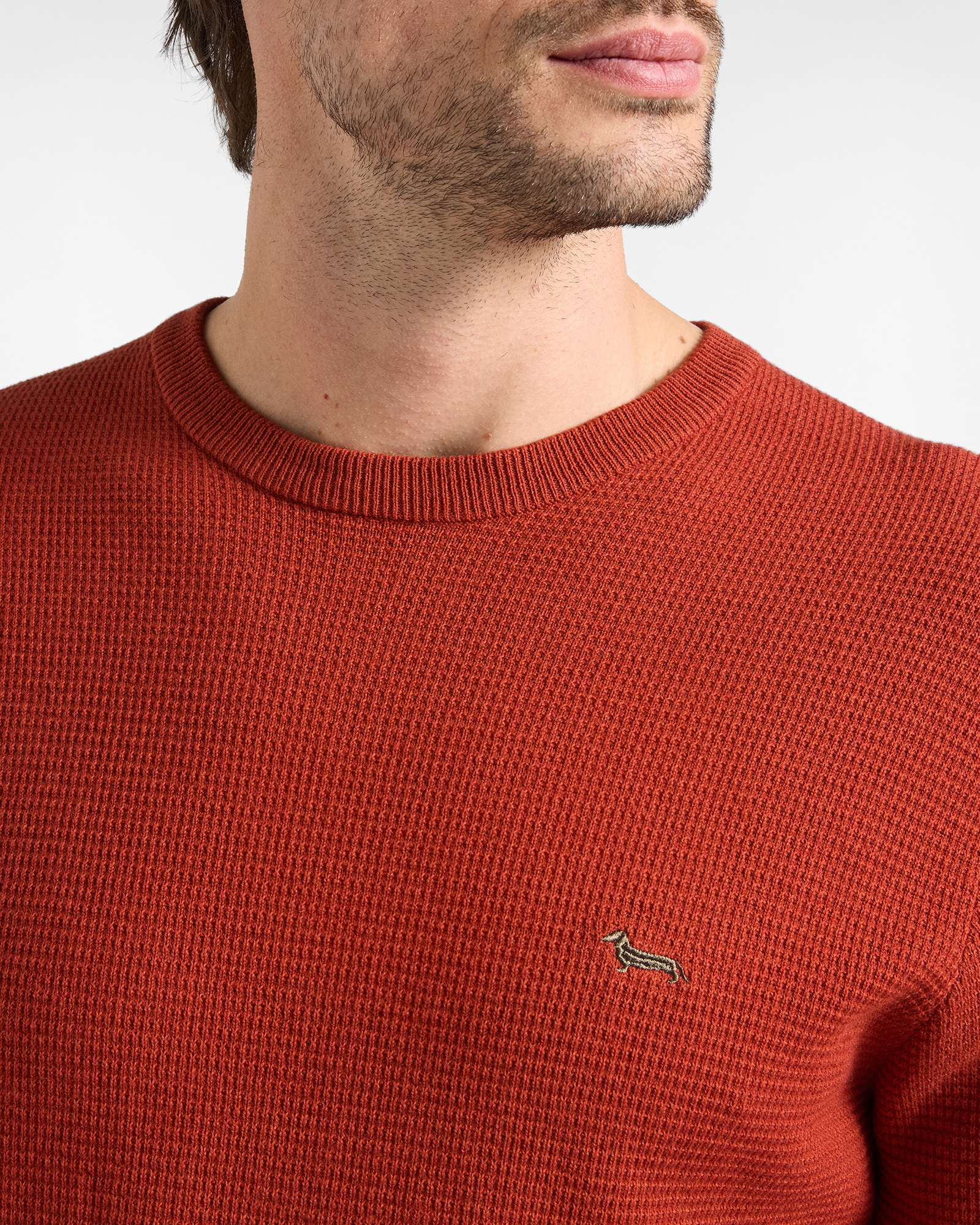 Maglia girocollo basic — Rosso mattone
