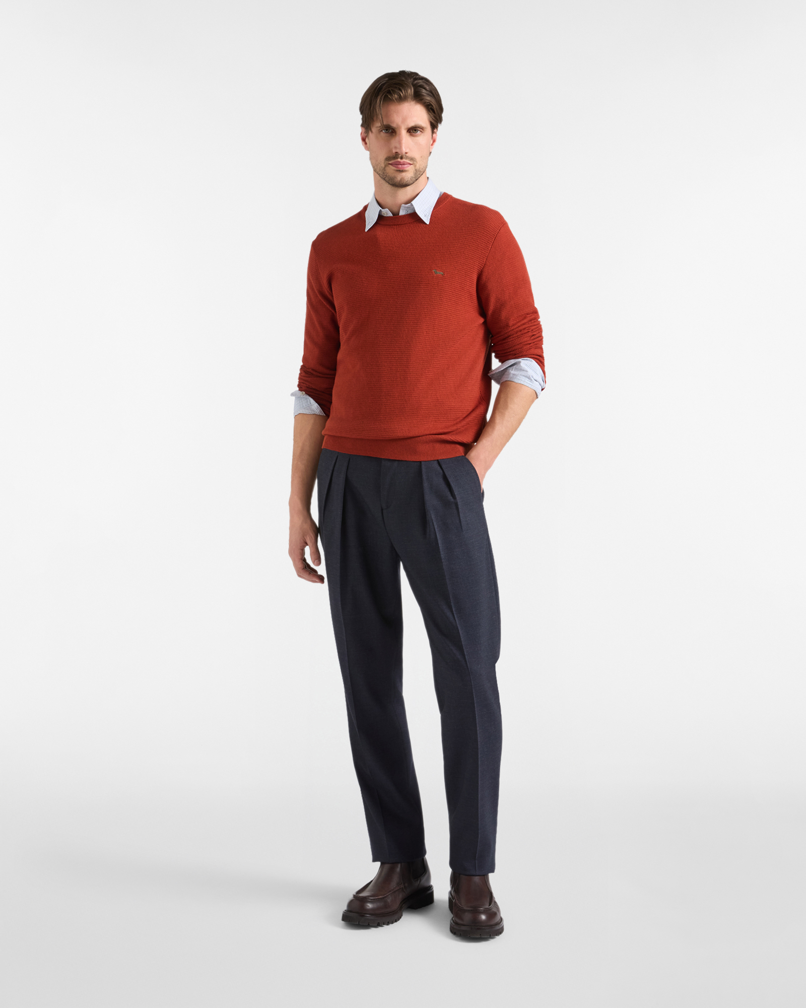Maglia girocollo basic — Rosso mattone