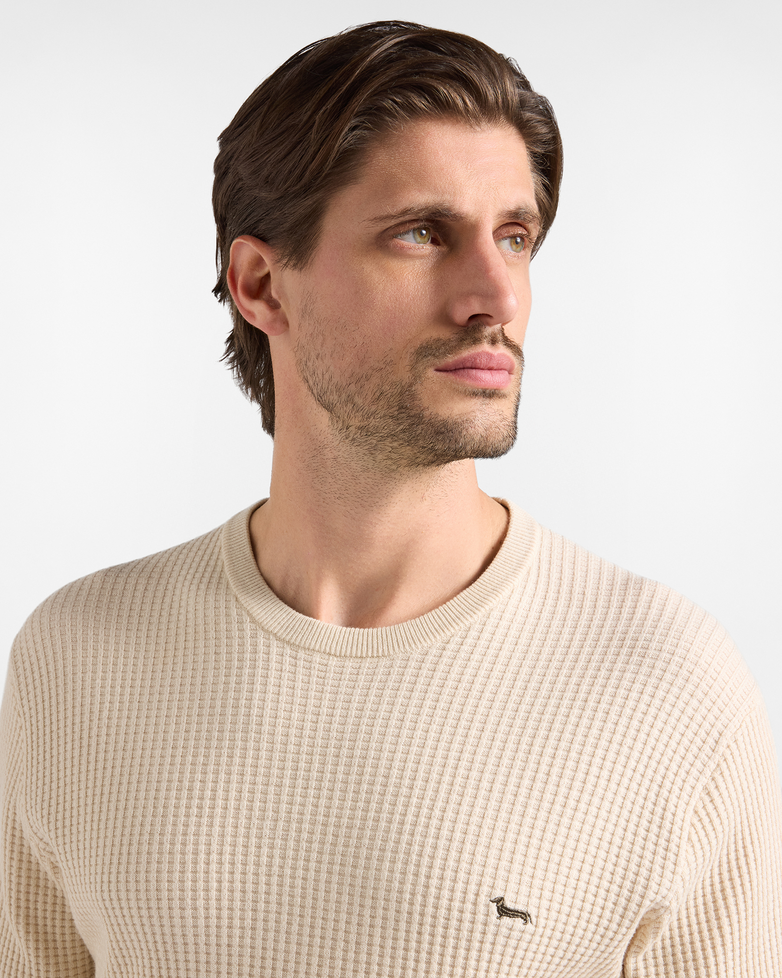 Maglia girocollo basic 3D — Tortora
