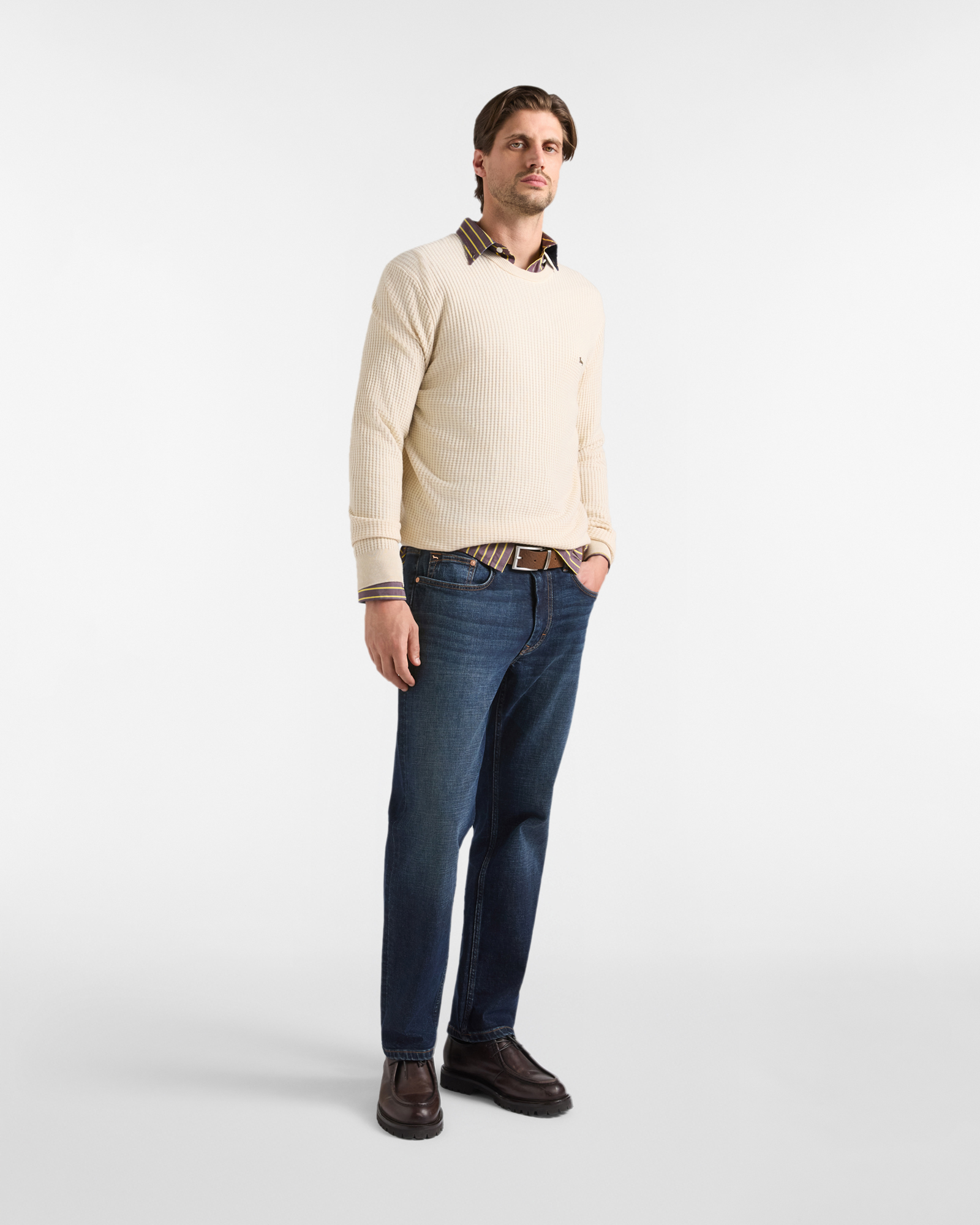 Maglia girocollo basic 3D — Tortora