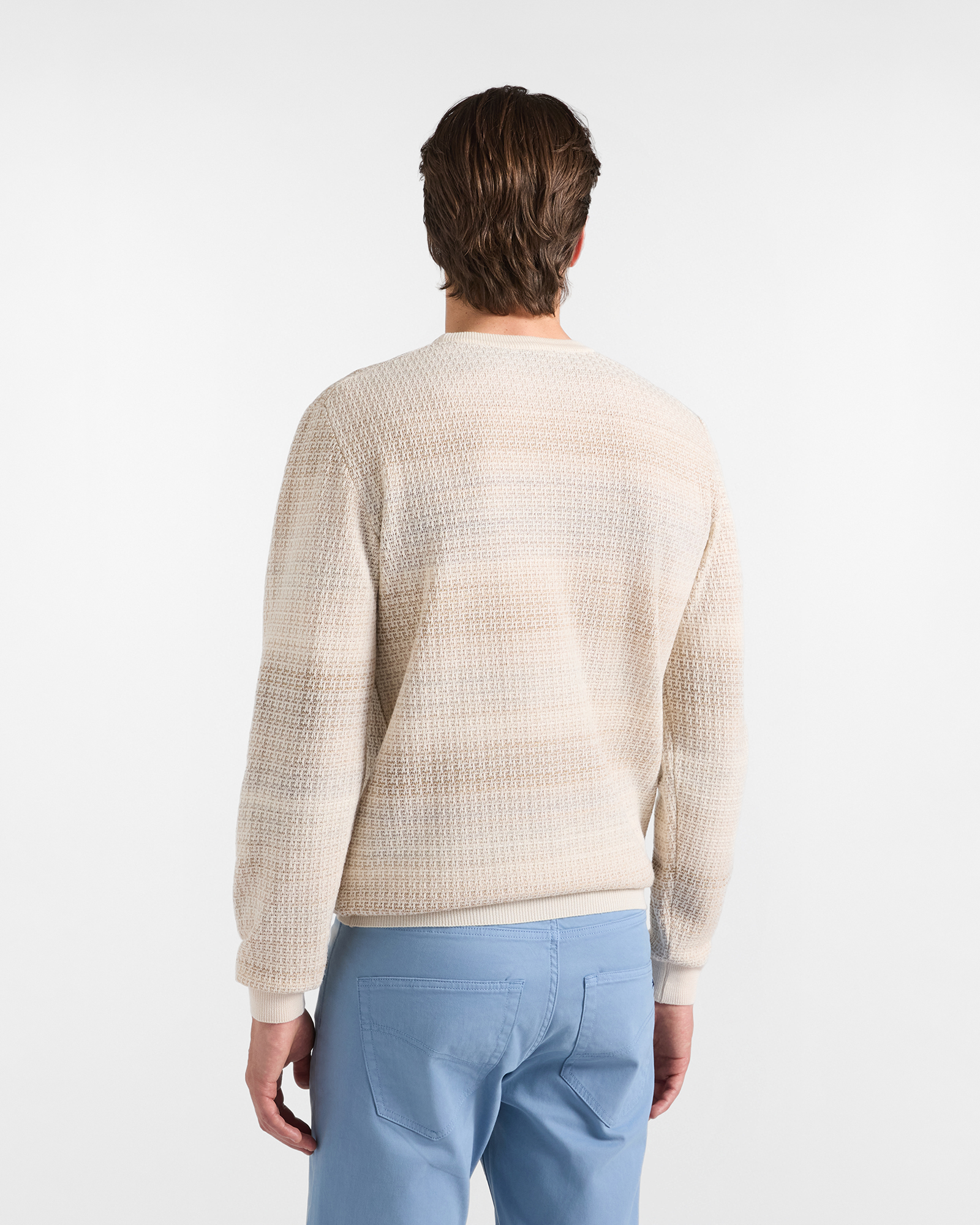 Maglia girocollo in lana con stampa — Tortora