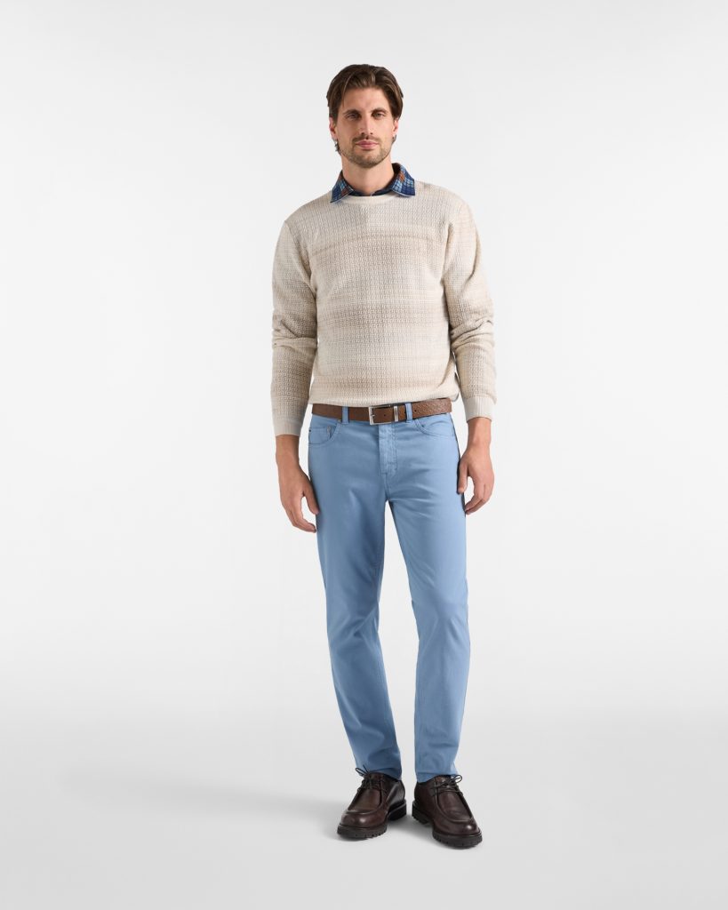 Maglia girocollo in lana con stampa — Tortora