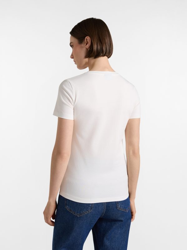 T-shirt donna morbida con logo bassotto — Bianco