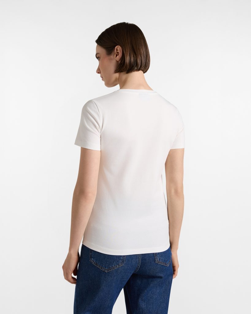 T-shirt donna morbida con logo bassotto — Bianco