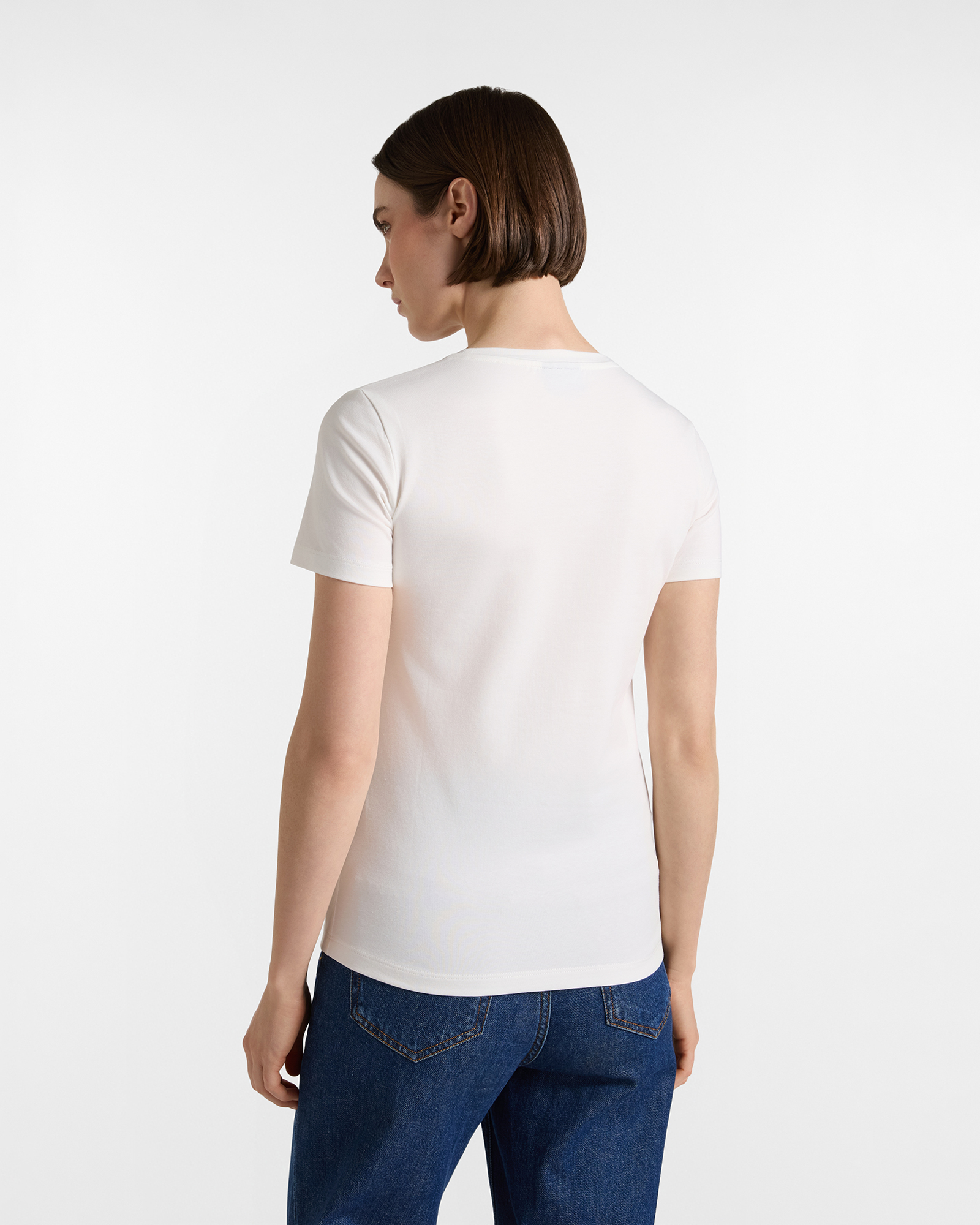 T-shirt donna morbida con logo bassotto — Bianco