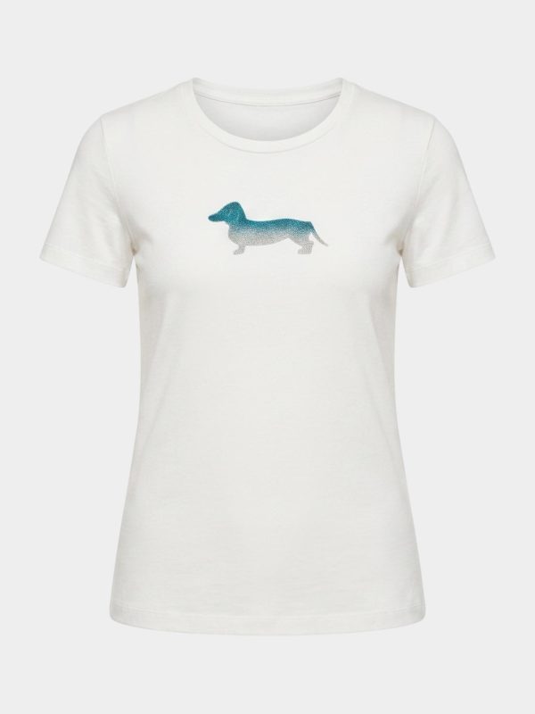T-shirt donna morbida con logo bassotto — Bianco
