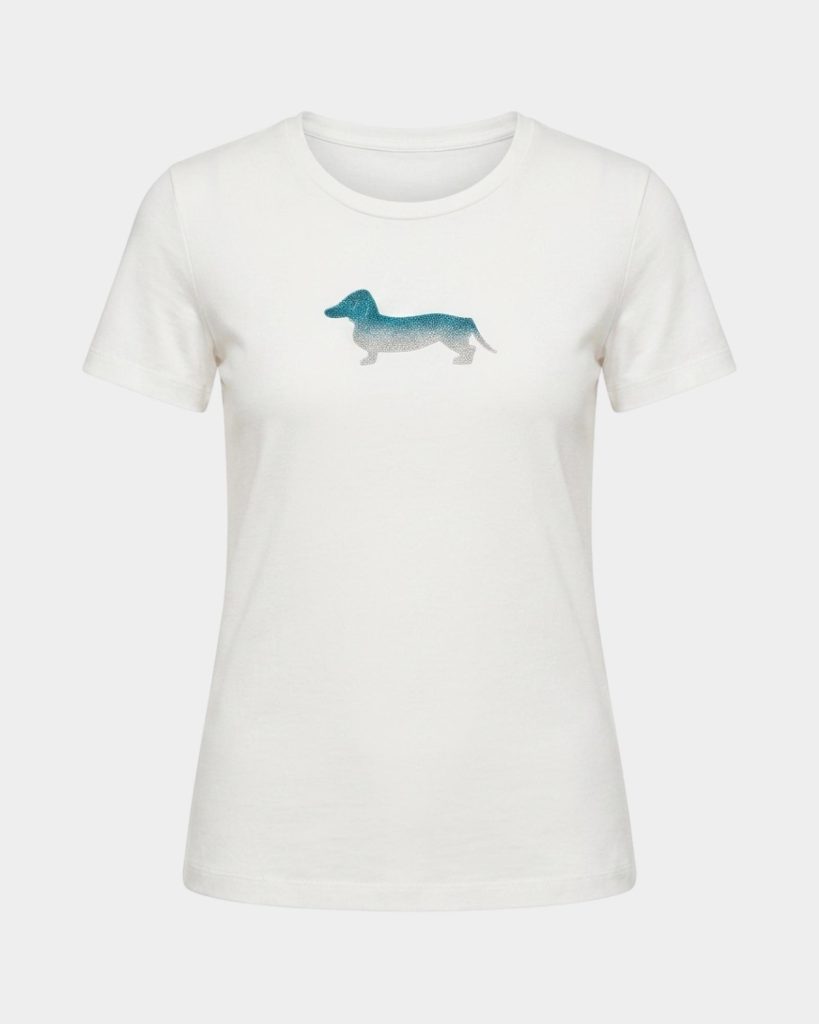 T-shirt donna morbida con logo bassotto — Bianco