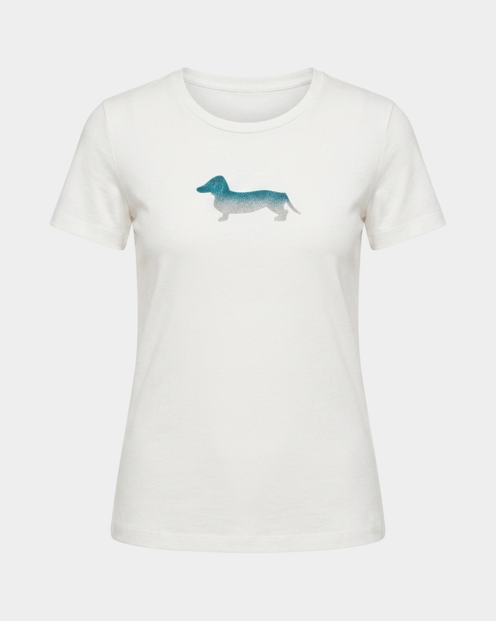 T-shirt donna morbida con logo bassotto — Bianco