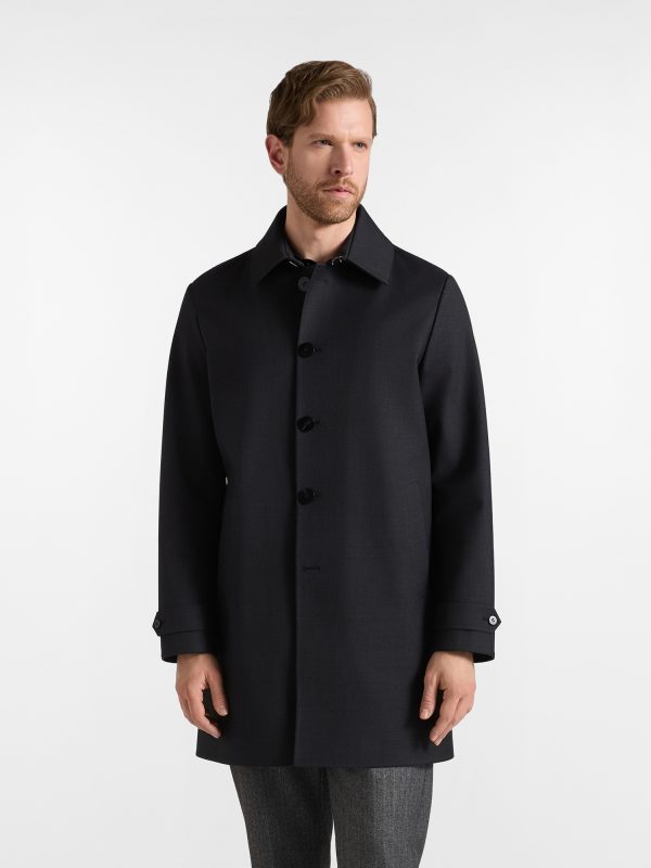 Car coat in lana tecnica — Antracite