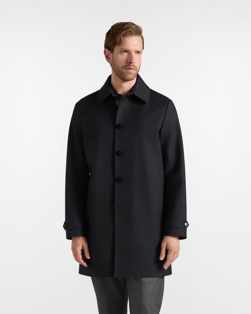 Car coat in lana tecnica — Antracite