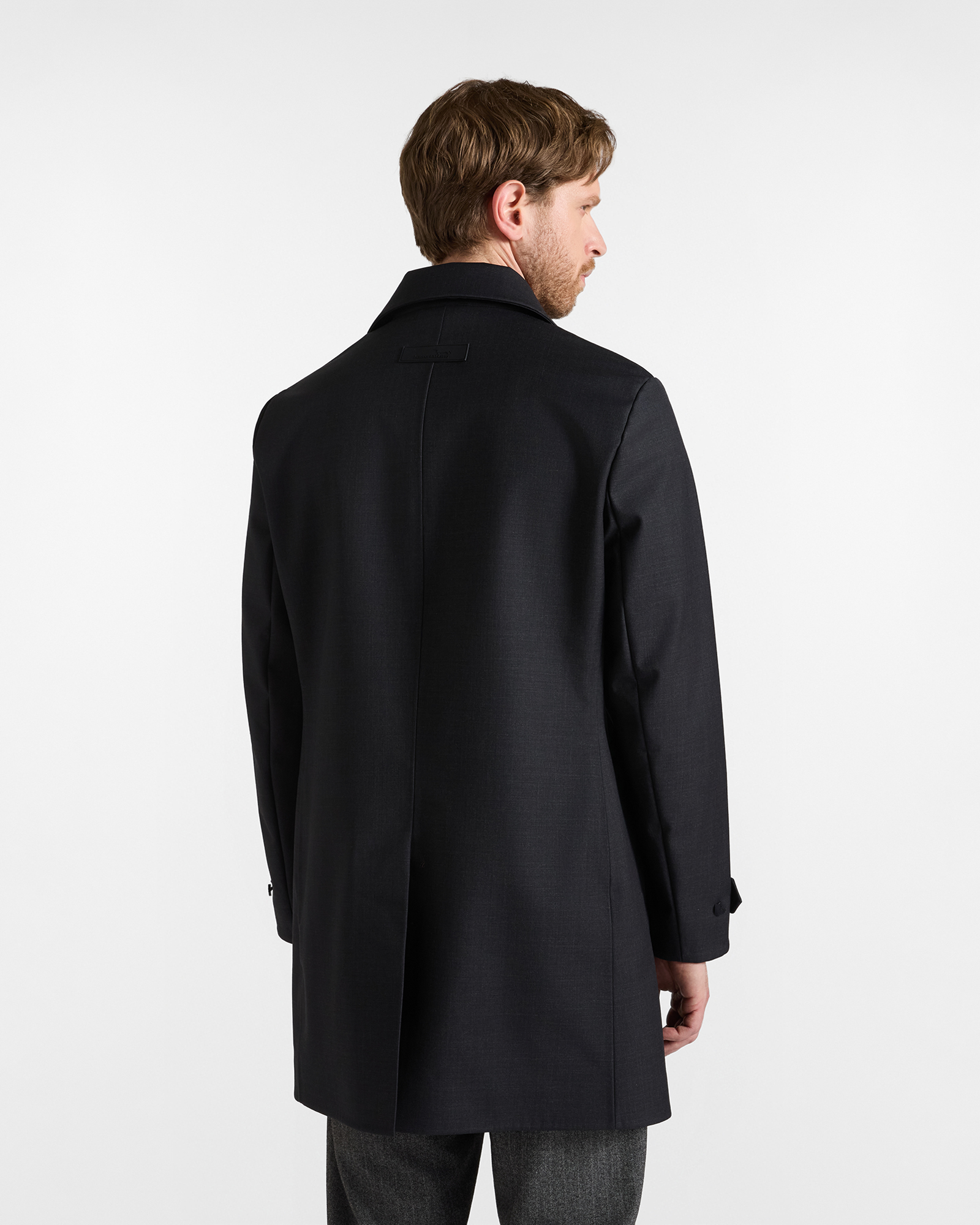 Car coat in lana tecnica — Antracite