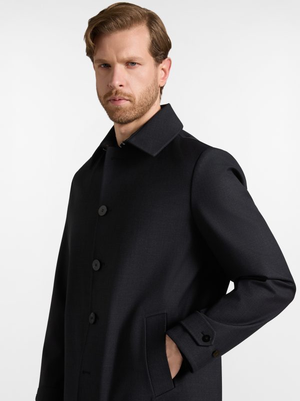 Car coat in lana tecnica — Antracite