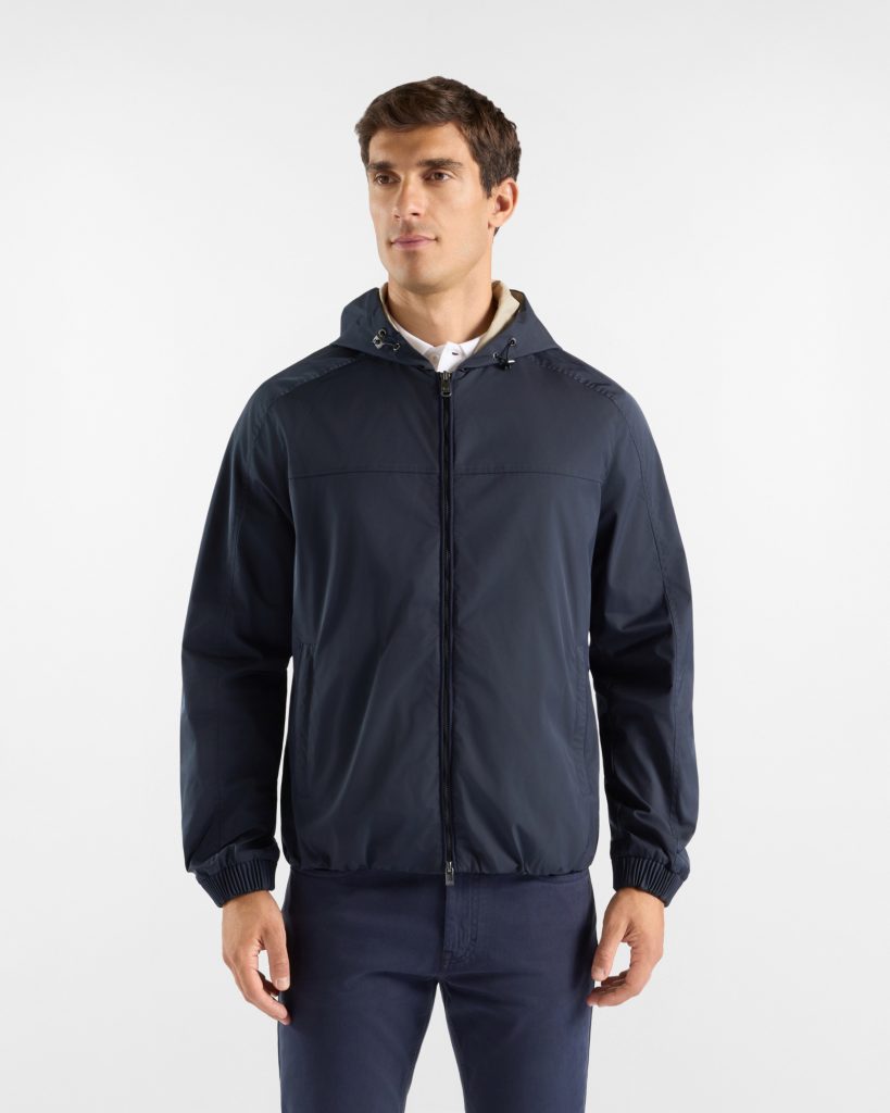Giubbino in nylon con dettagli — Blu navy