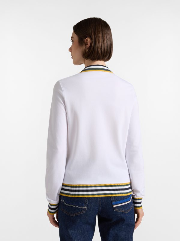 Polo donna morbida con costine — Bianco