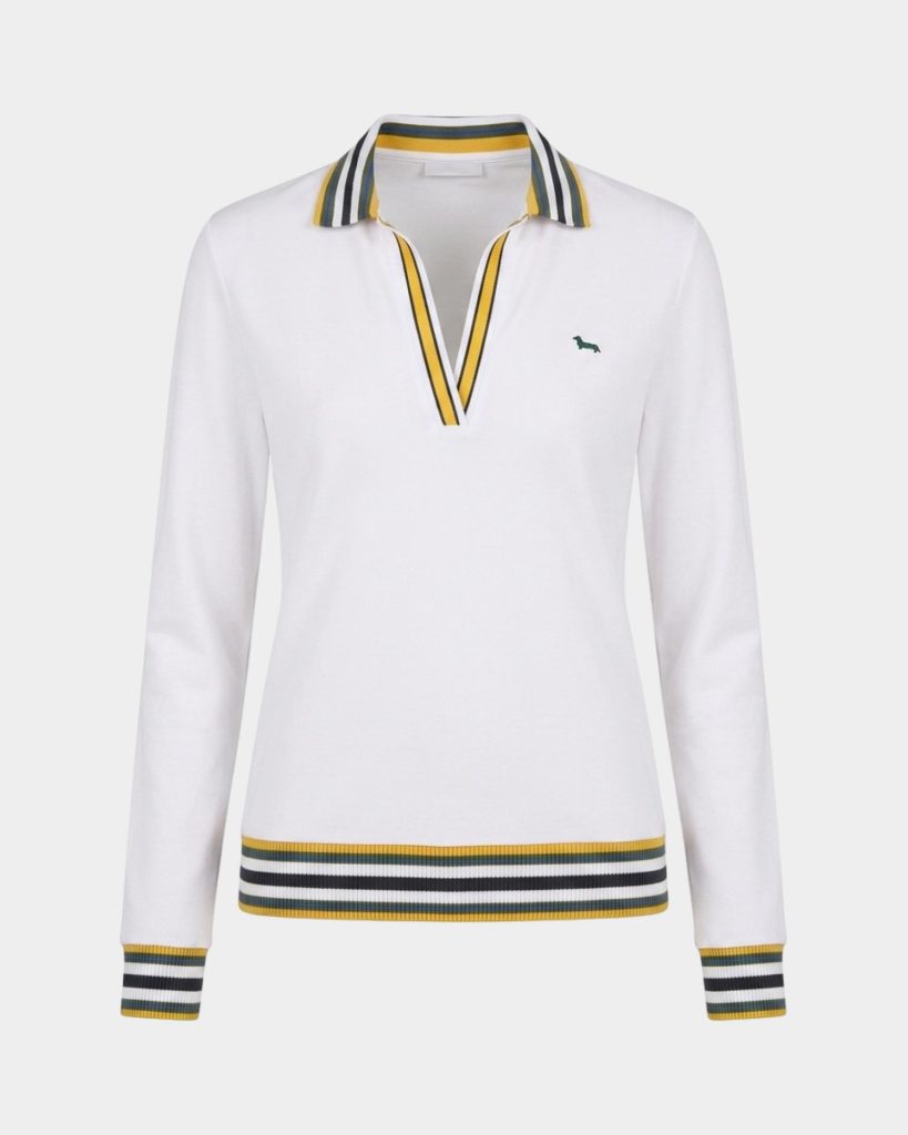 Polo donna morbida con costine — Bianco