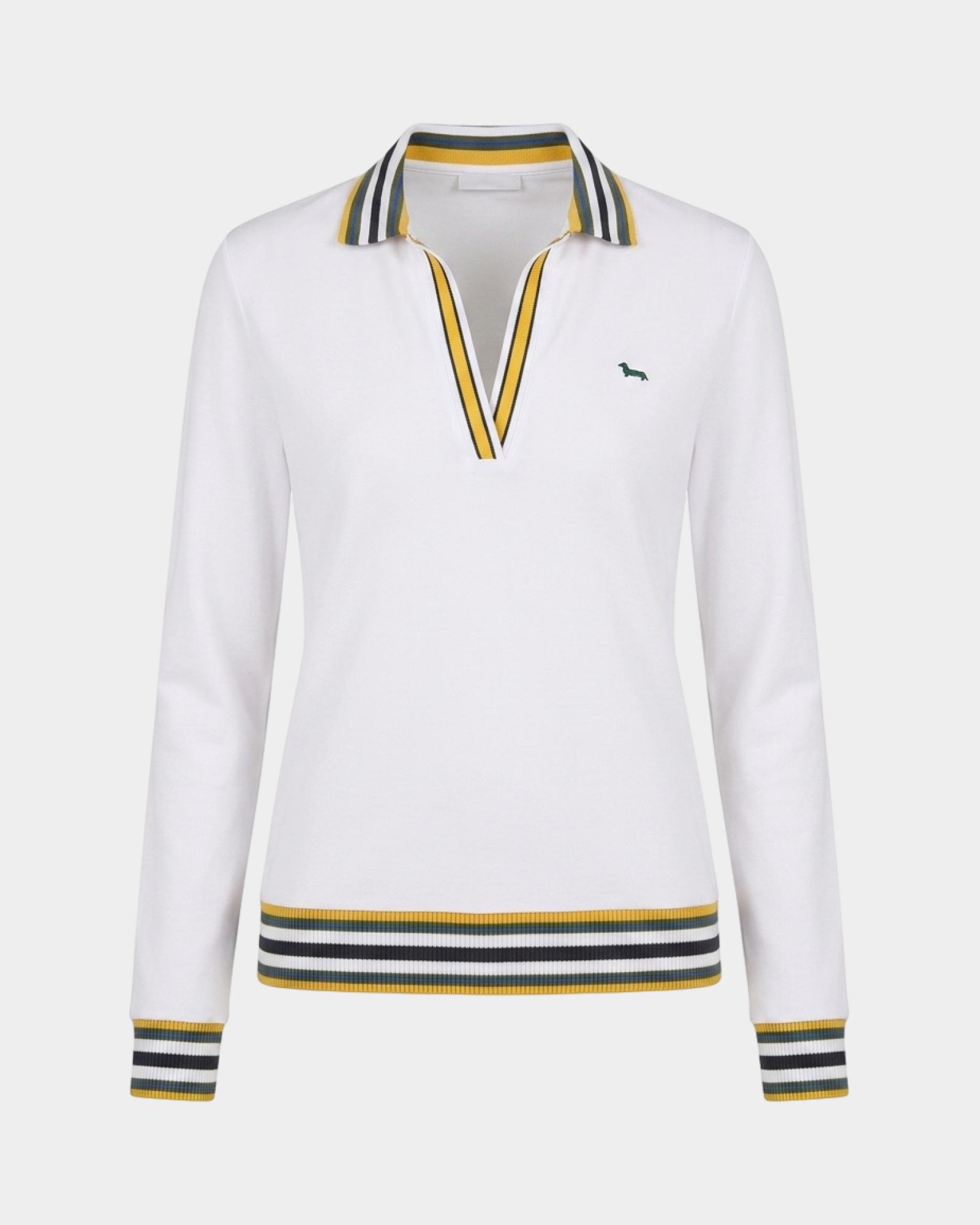 Polo donna morbida con costine — Bianco