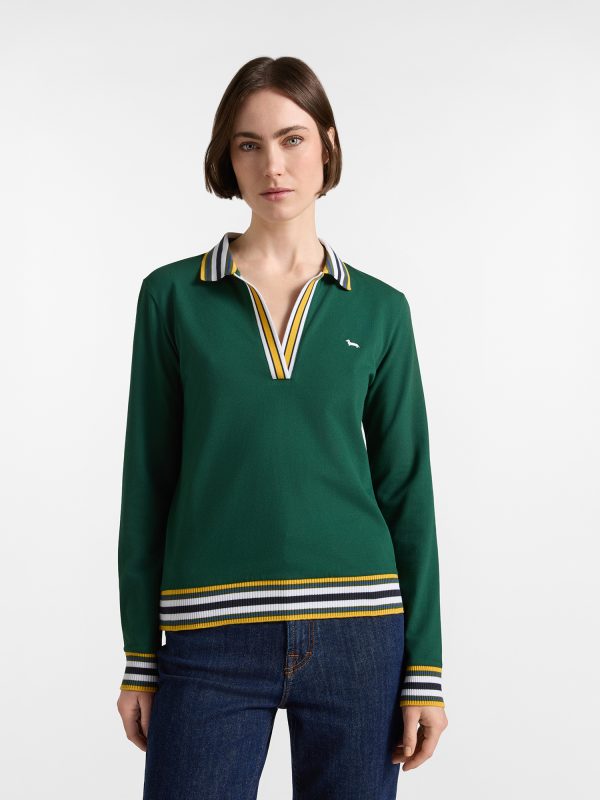Polo donna morbida con costine — Sequoia