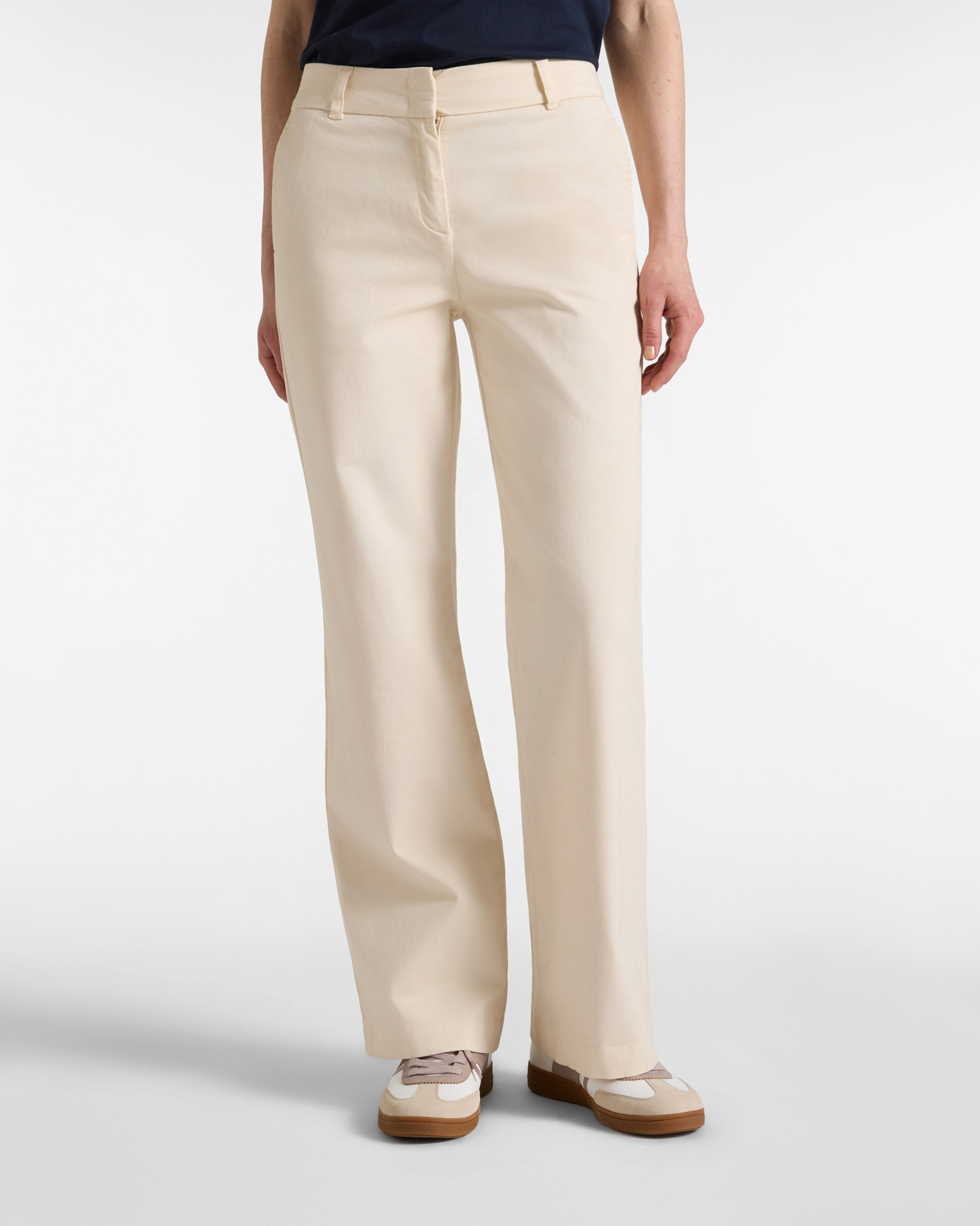 Pantalone chino donna in raso — Tortora