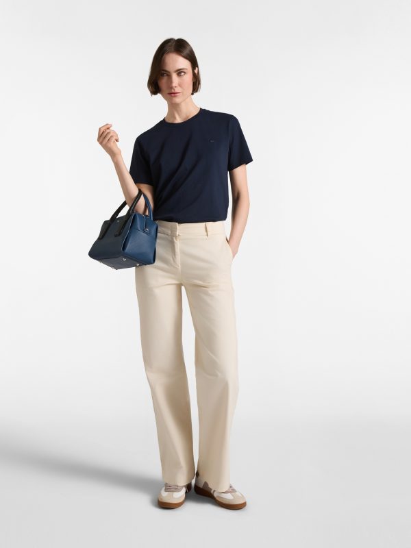 Pantalone chino donna in raso — Tortora