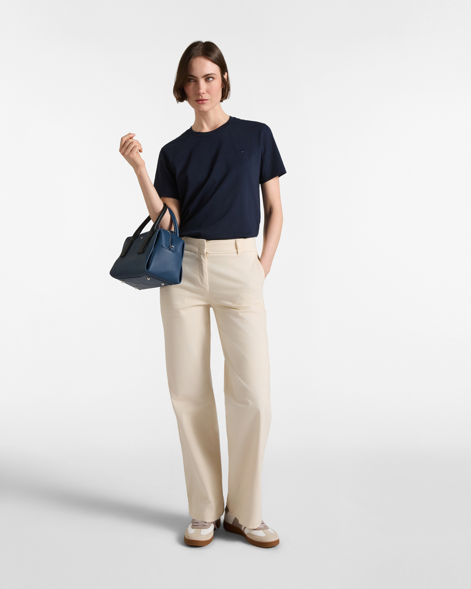 Pantalone chino donna in raso — Tortora