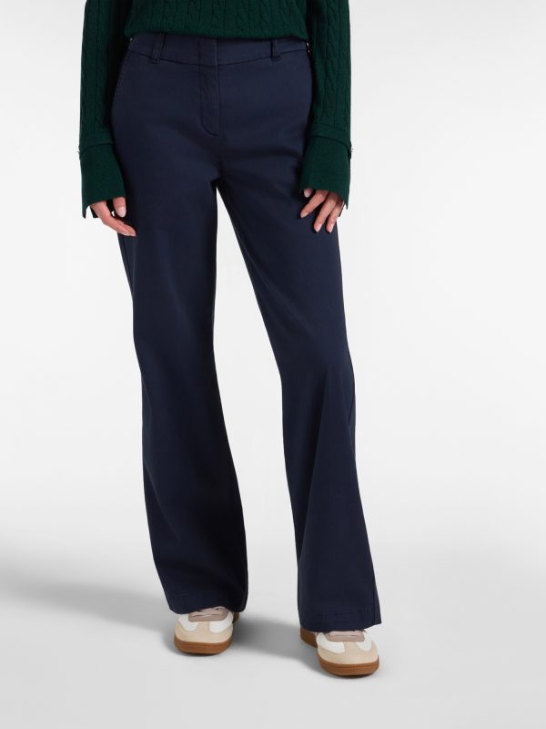 Pantalone chino donna in raso — Blu navy