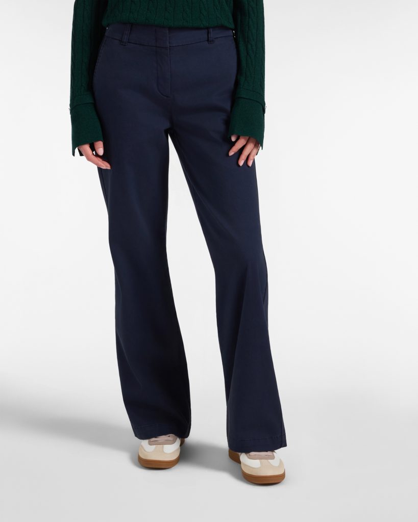 Pantalone chino donna in raso — Blu navy