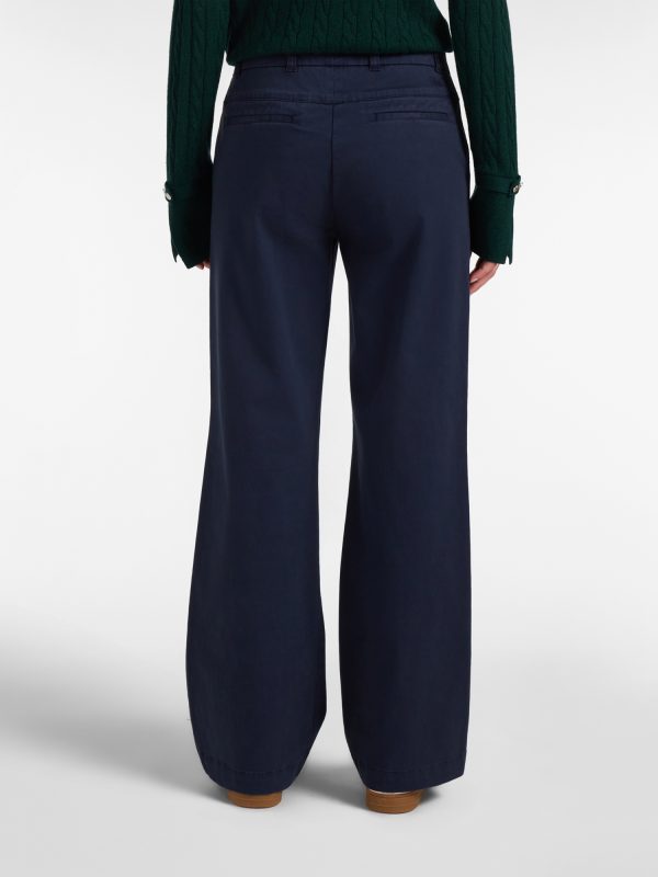 Pantalone chino donna in raso — Blu navy