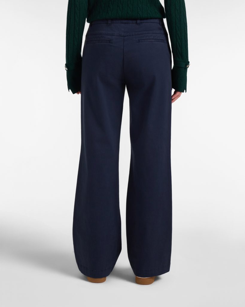 Pantalone chino donna in raso — Blu navy