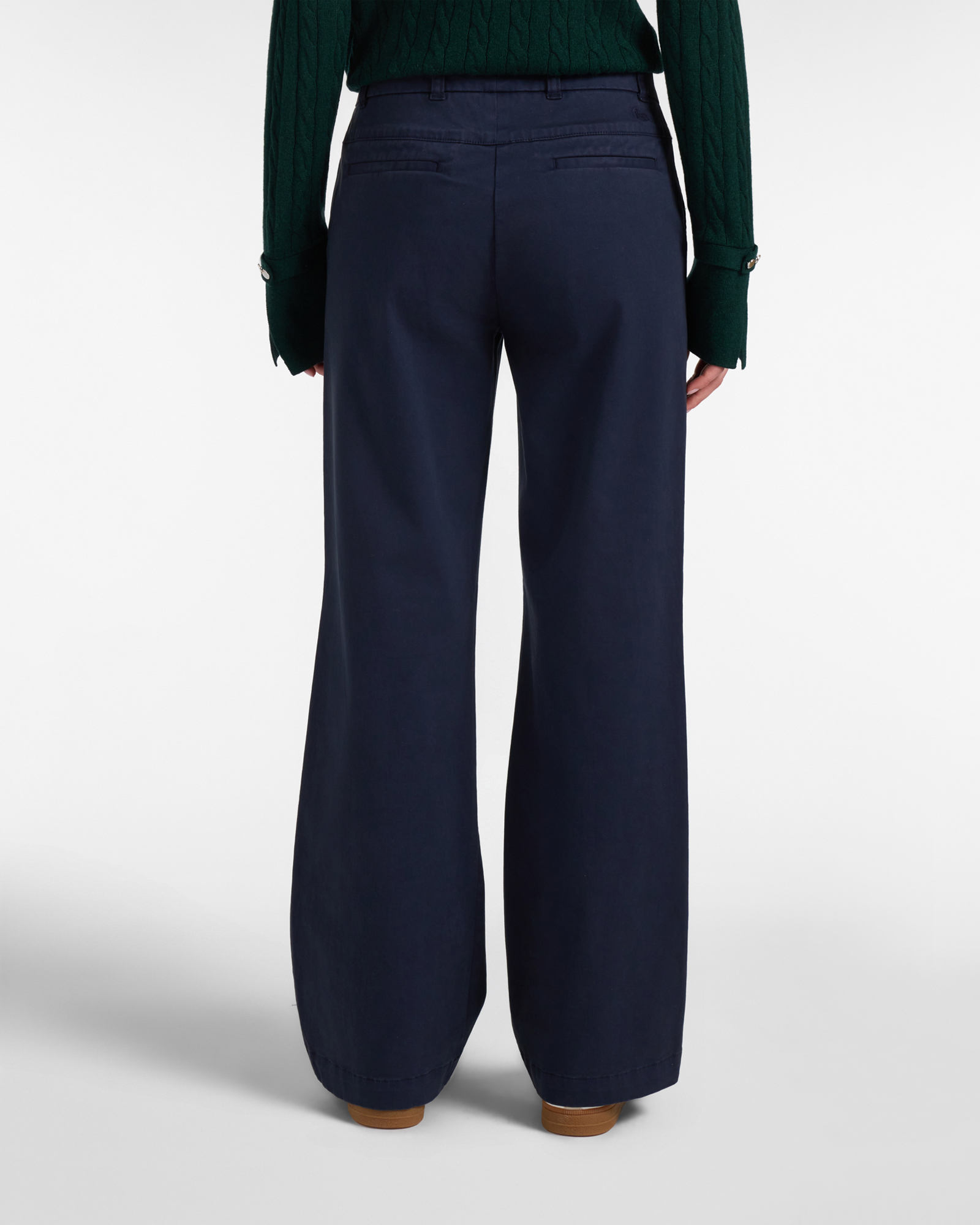 Pantalone chino donna in raso — Blu navy