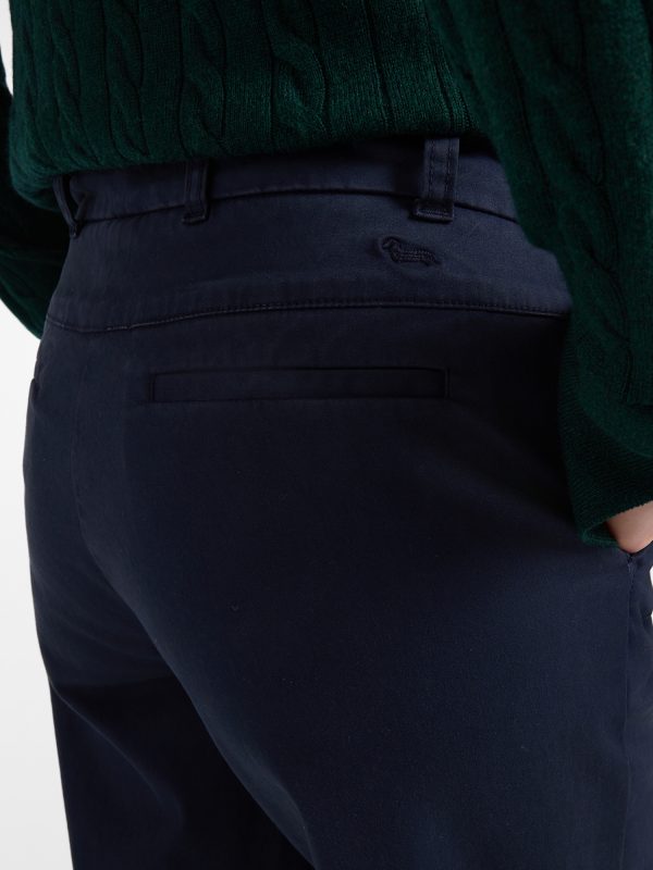 Pantalone chino donna in raso — Blu navy