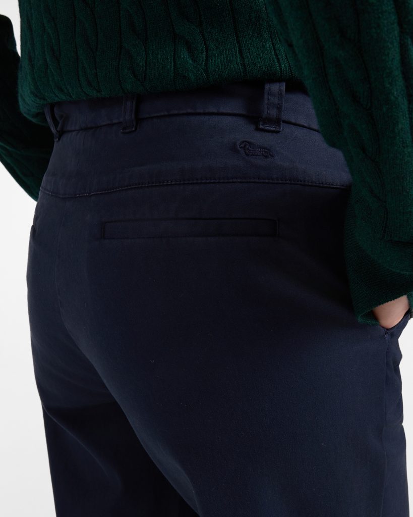 Pantalone chino donna in raso — Blu navy