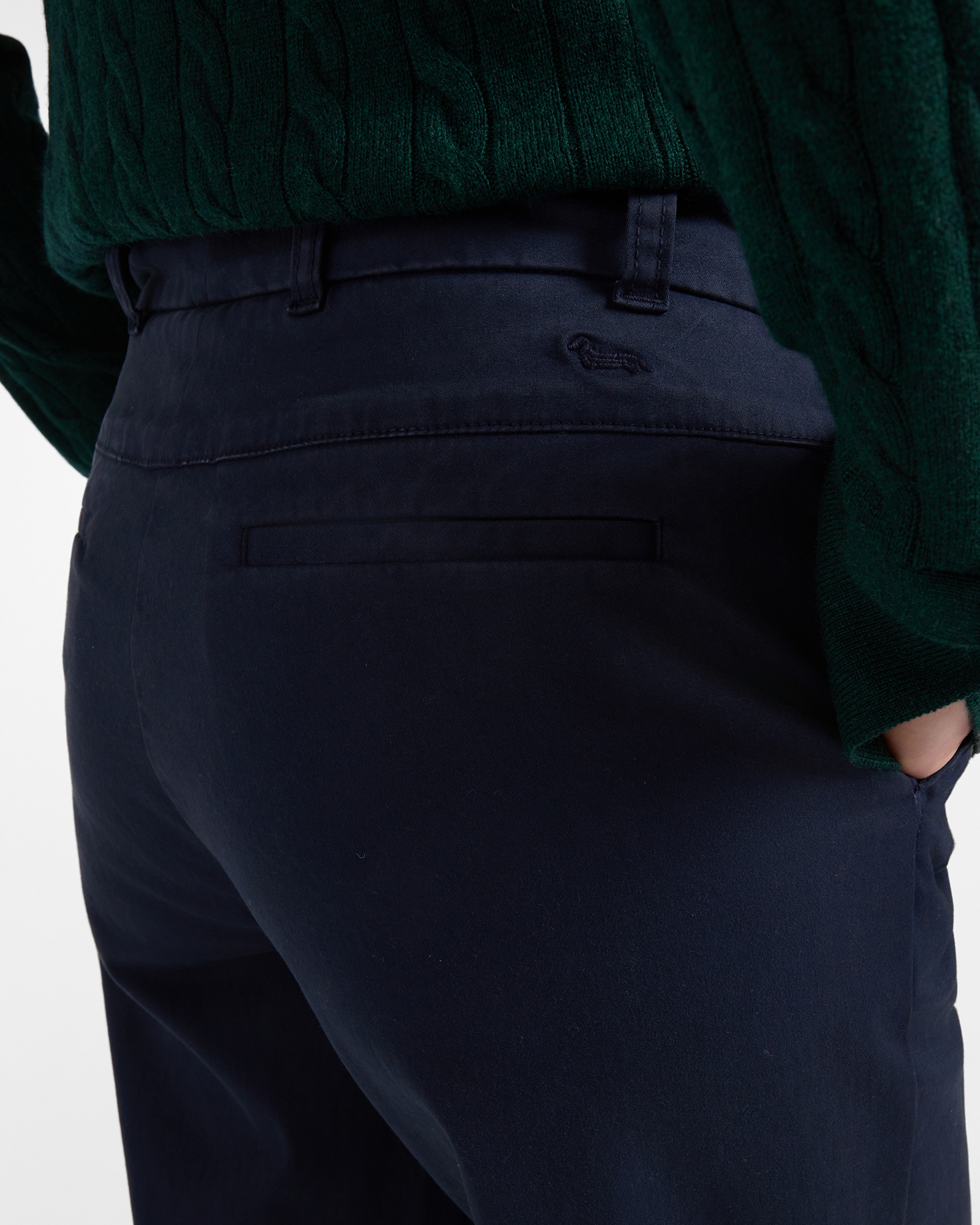 Pantalone chino donna in raso — Blu navy