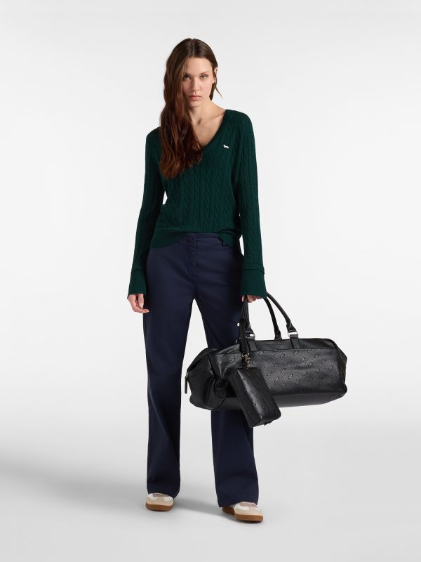 Pantalone chino donna in raso — Blu navy