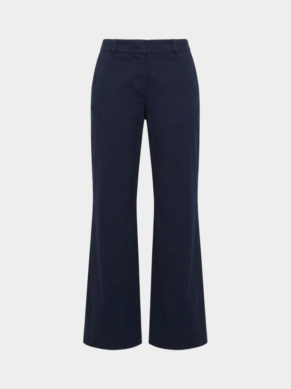 Pantalone chino donna in raso — Blu navy