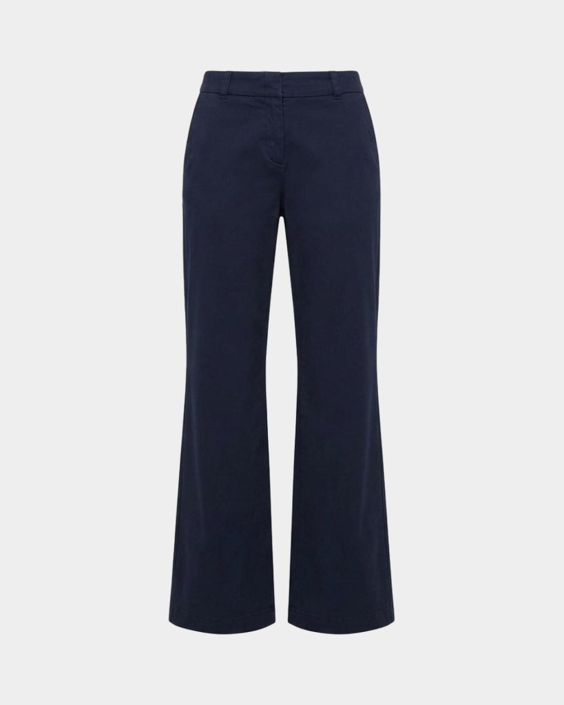 Pantalone chino donna in raso — Blu navy