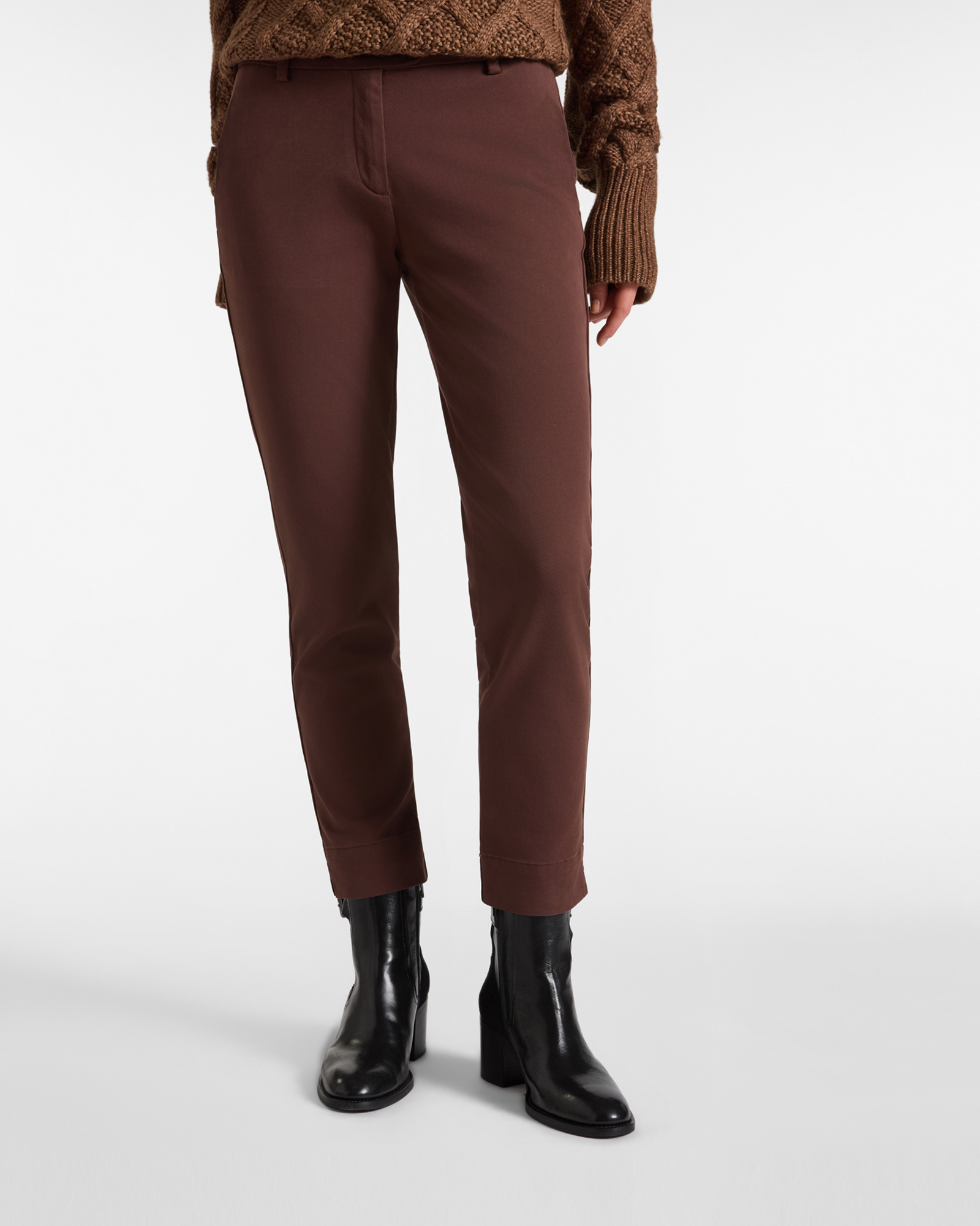 Pantalone donna slim con tasca all'americana — Cioccolato