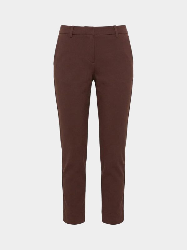 Pantalone donna slim con tasca all'americana — Cioccolato